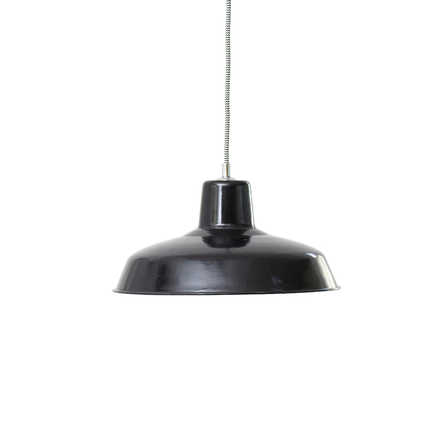 Schwarze französische vintage Emaille Hängelampe Ø 30 cm Schwarze französische vintage Emaille Hängelampe Ø 30 cm