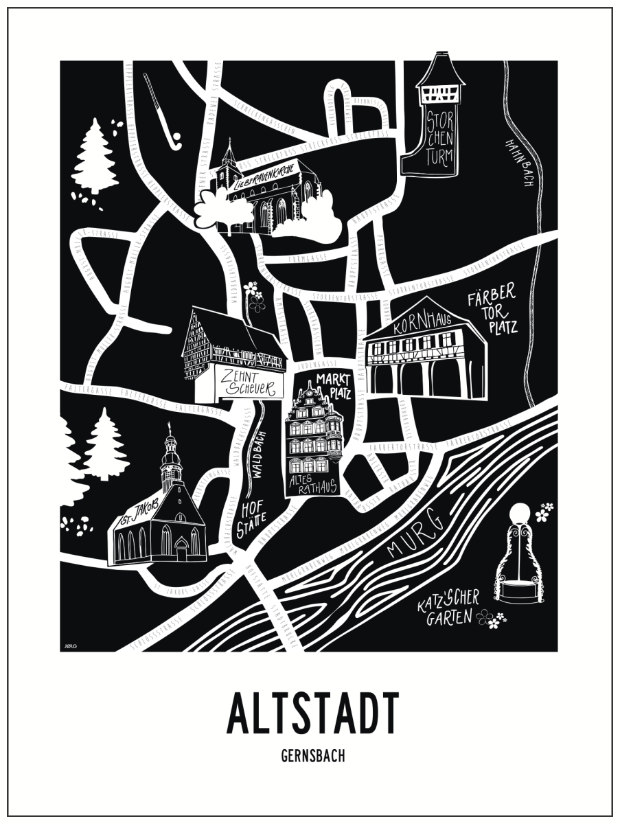 batch_Bildschirmfoto-2021-07-26-um-16-06-285in08jzMKlTDd Altstadt Gernsbach Map | Art Print 30 x 40 cm | auf Wunsch mit Rahmen | Poster
