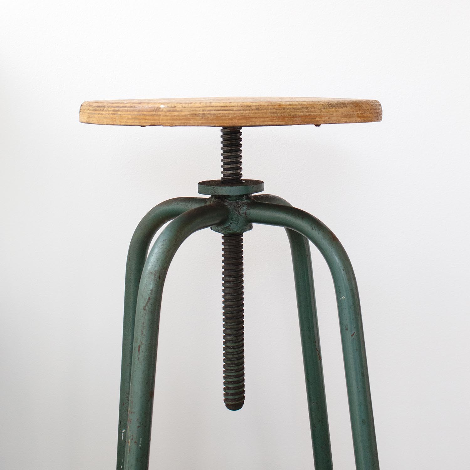 Vintage Holz Hocker Barhocker Industrial Höhenverstellbar