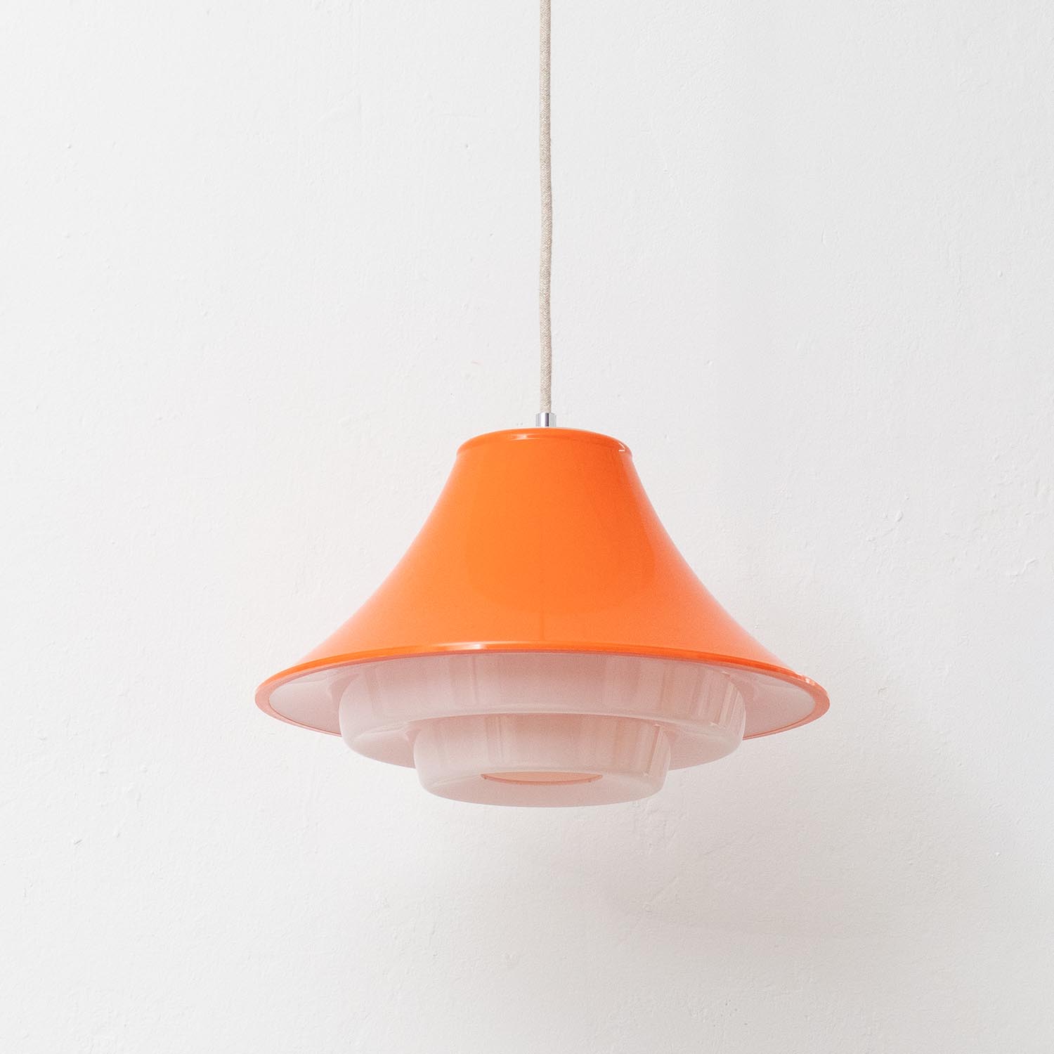 Vintage orange Retro Hängelampe Ø 34 cm getreppt