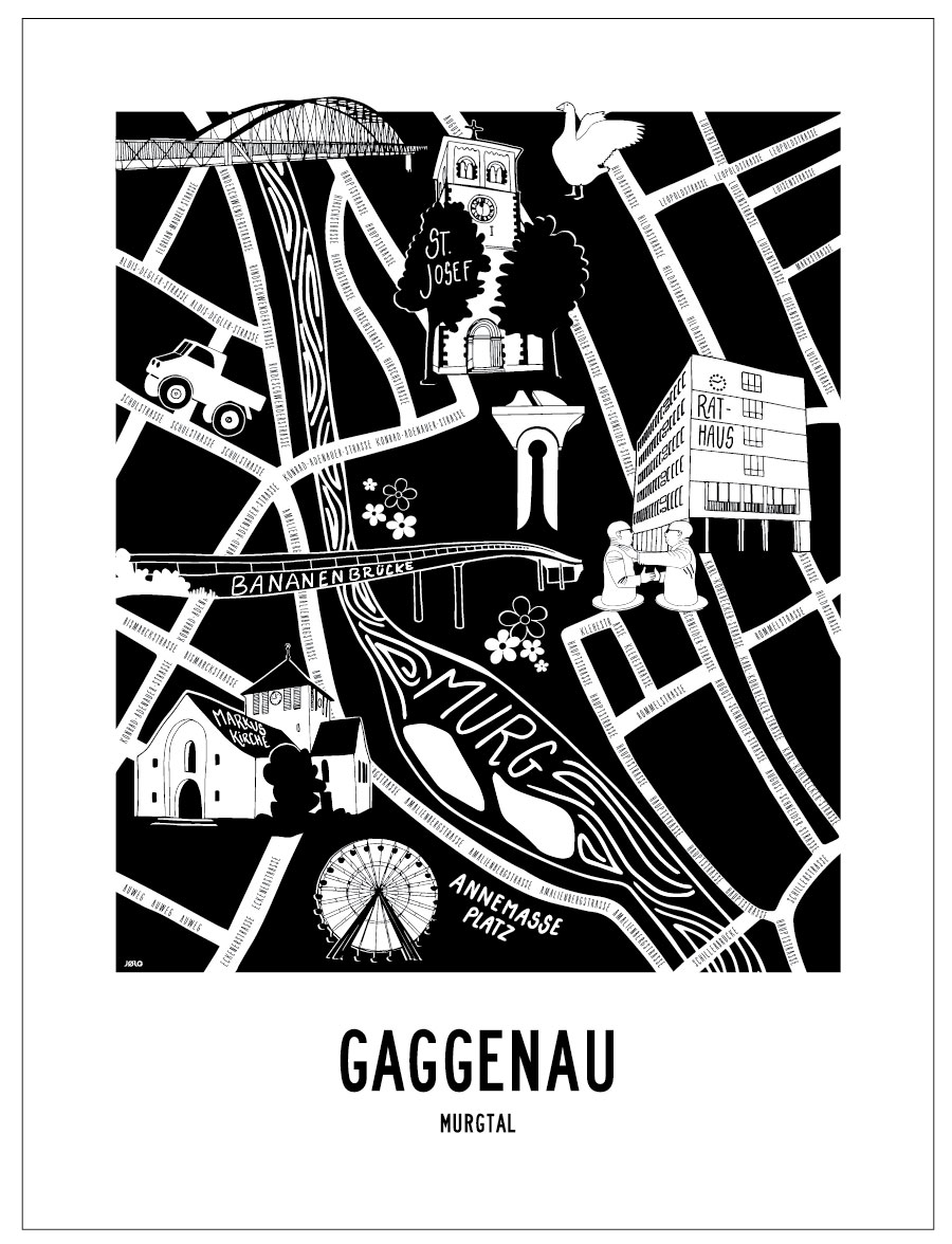 karte_gaggenau_web Gaggenau Map | Art Print 30 x 40 cm | auf Wunsch mit Rahmen | Poster