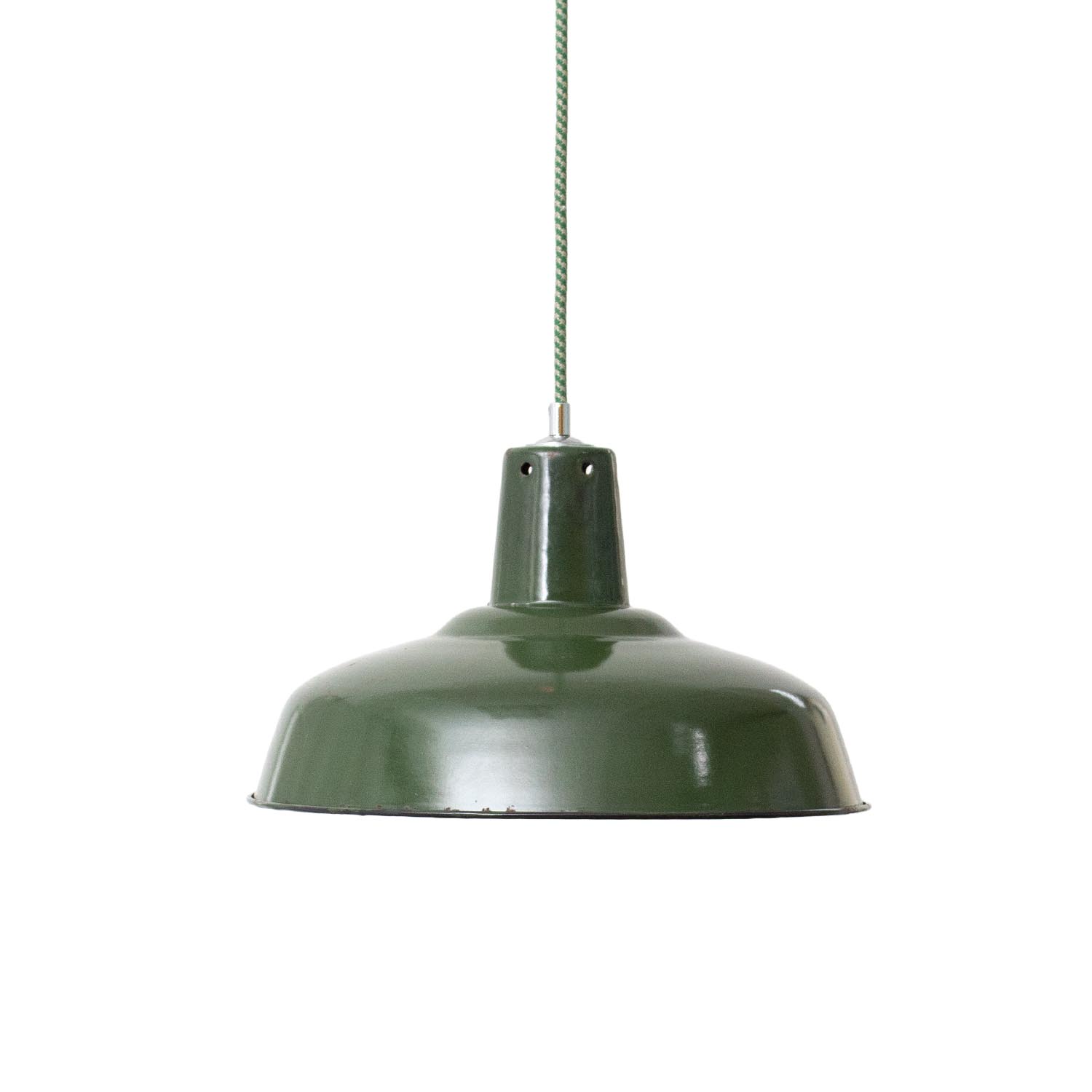 Vintage französische dunkelgrüne Industrielampe Ø 35 cm