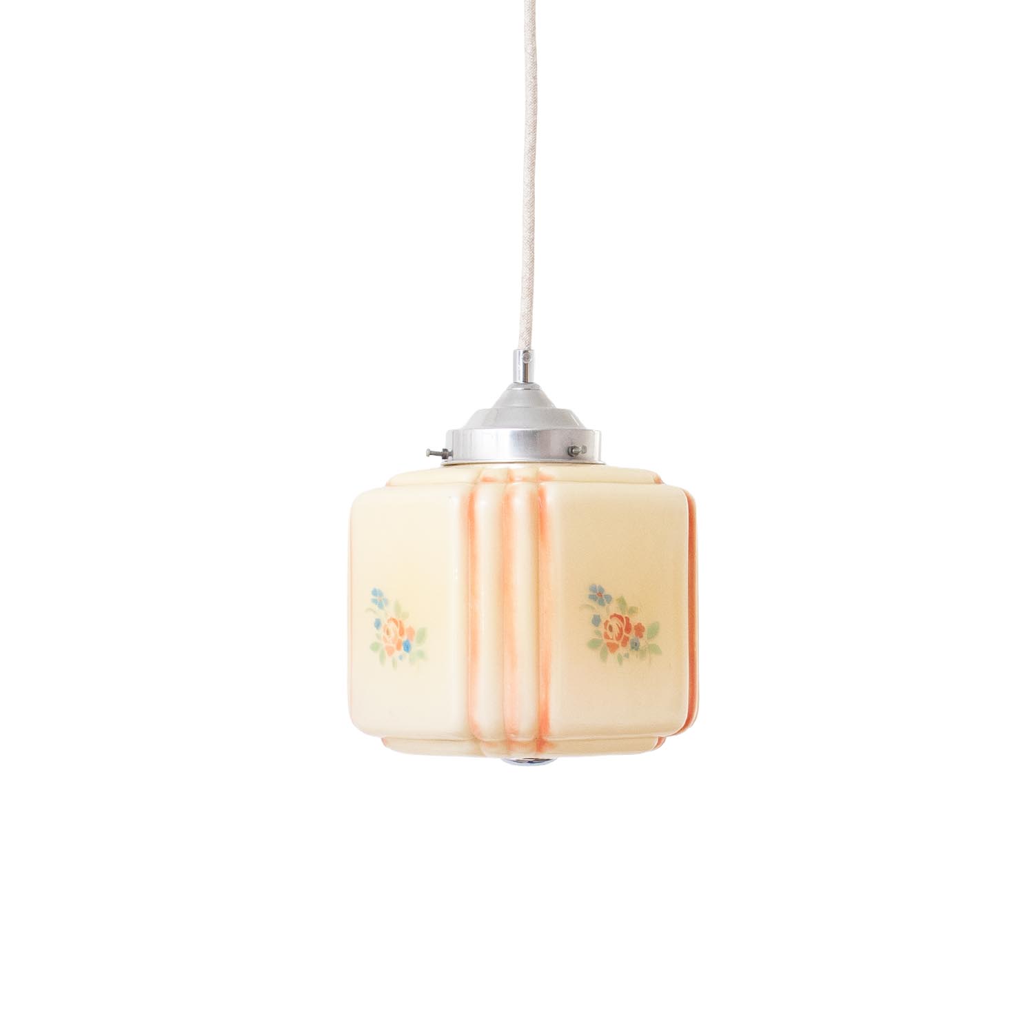 Midcentury Glas Hängelampe "Blumendekor" Ø 20 cm
