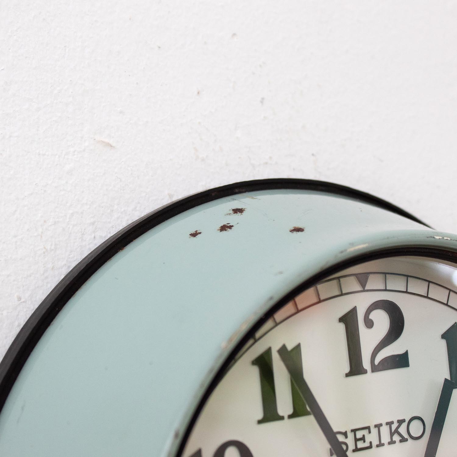 Vintage "SEIKO" Schiffsuhr Ø 22 cm Pastellblau Uhr Küchenuhr