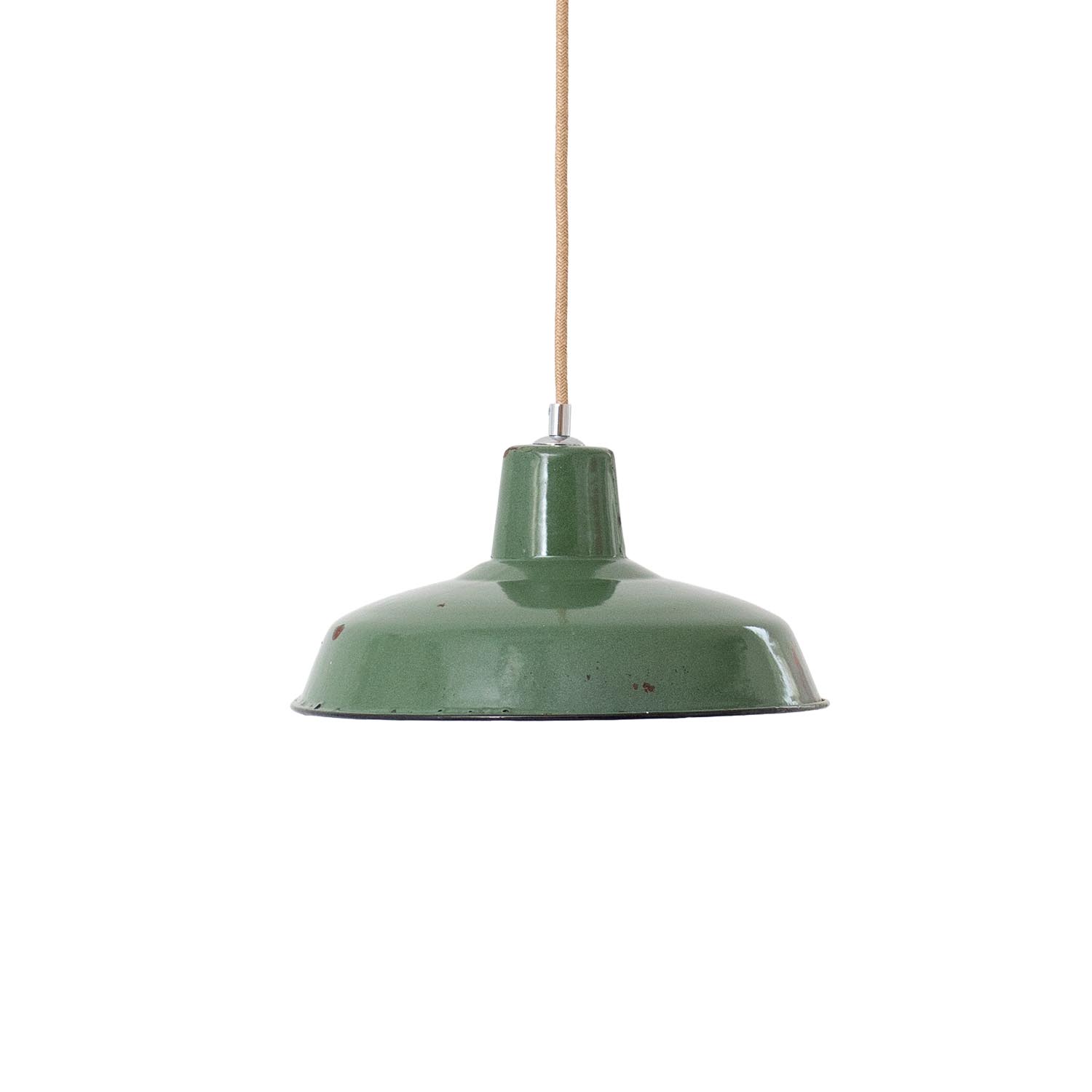 Vintage französische grau-grüne Industrielampe Ø 31 cm
