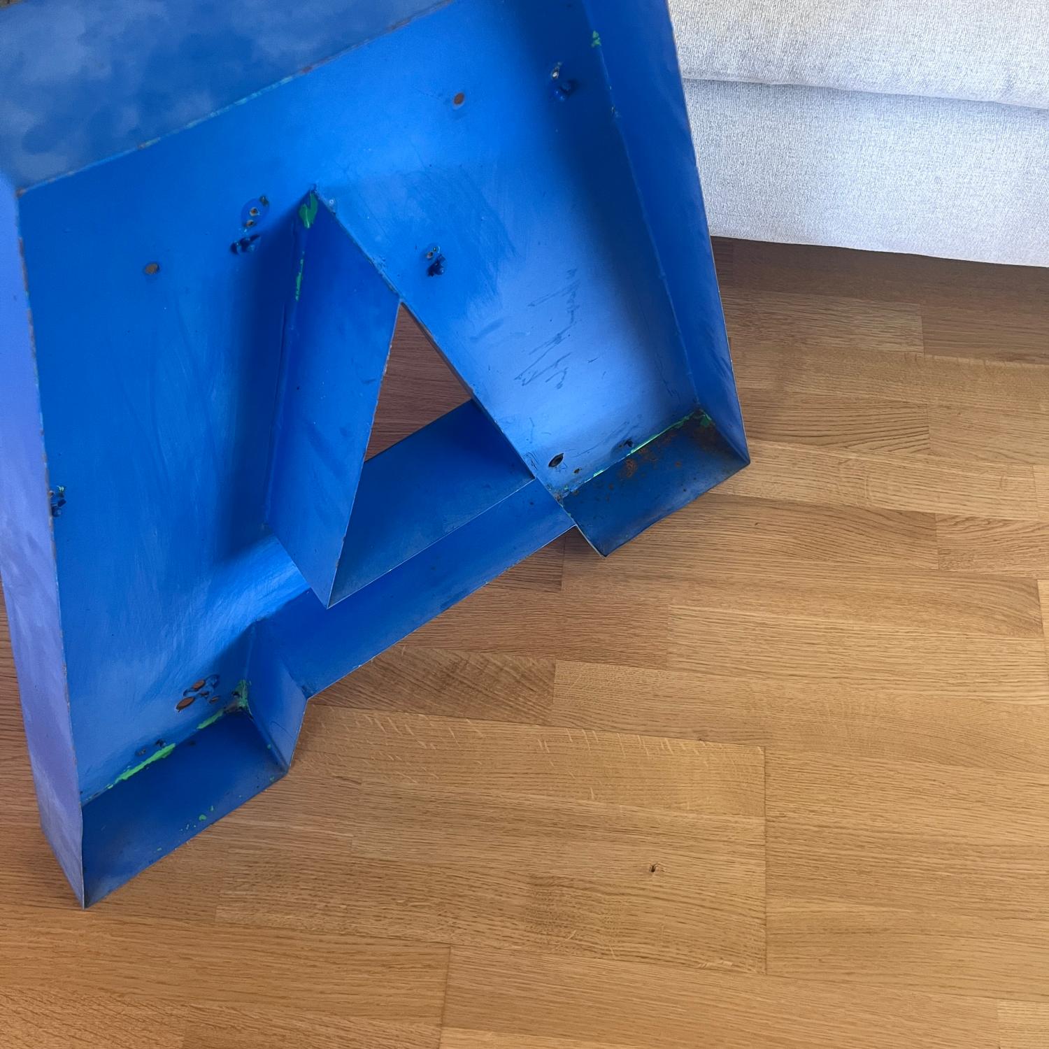 Vintage Metall Buchstabe -A- Blau 67 cm