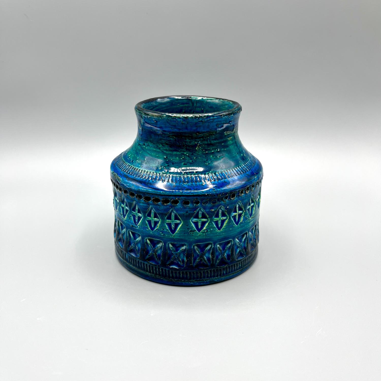 Vintage Bitossi 'Rimini Blu' Keramik Vase von Aldo Londi 12 cm