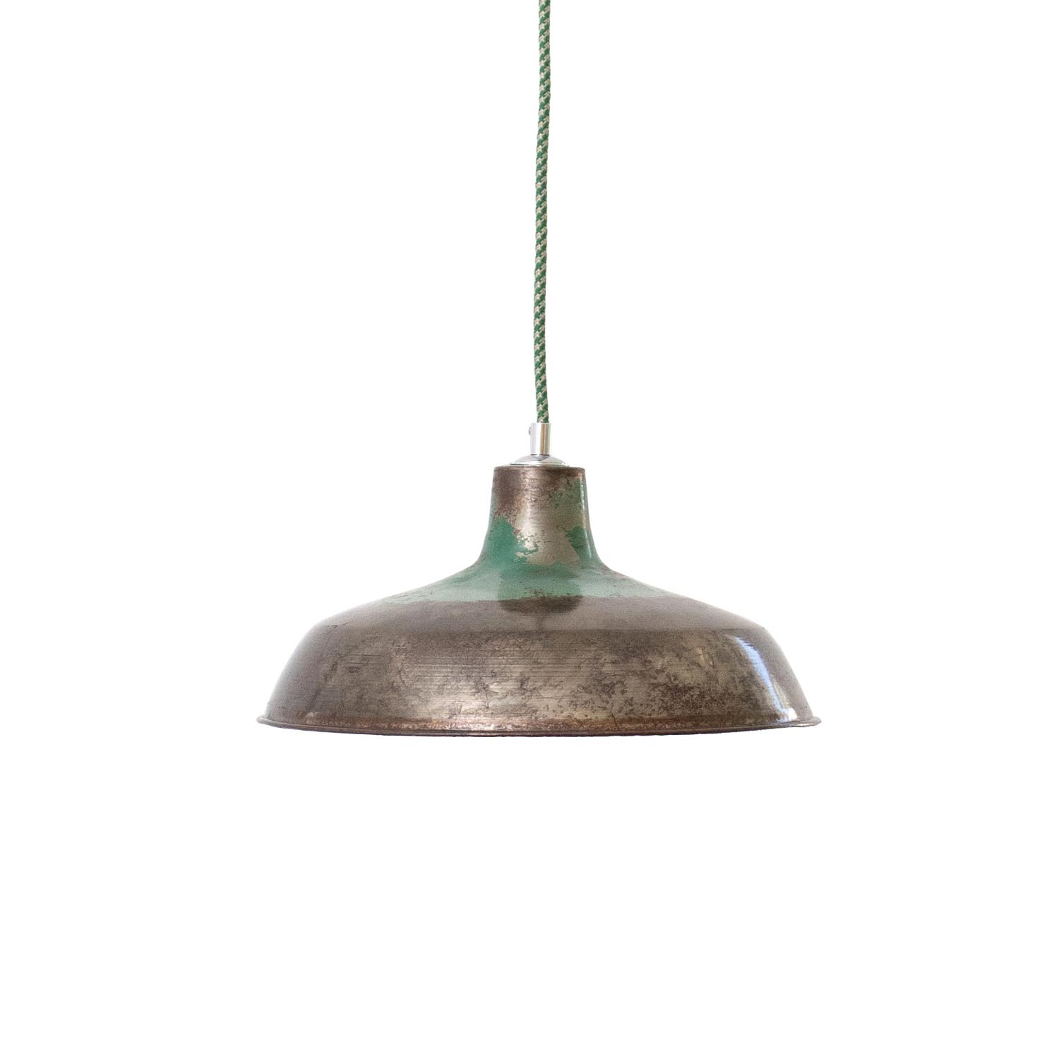 Metall graue Patina vintage Fabriklampe Roh-Stahl mit Farbresten Ø 32 cm
