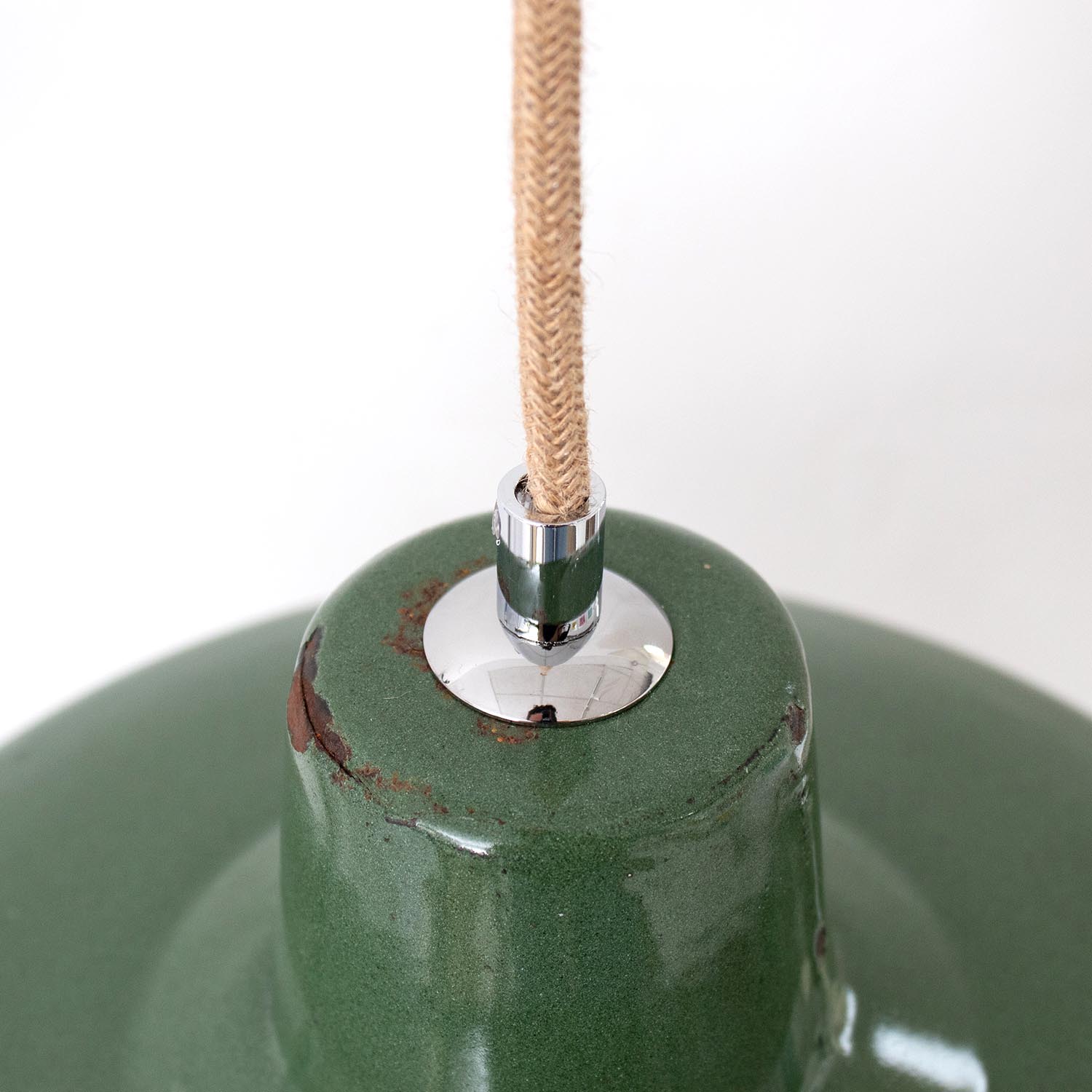Vintage französische grau-grüne Industrielampe Ø 31 cm