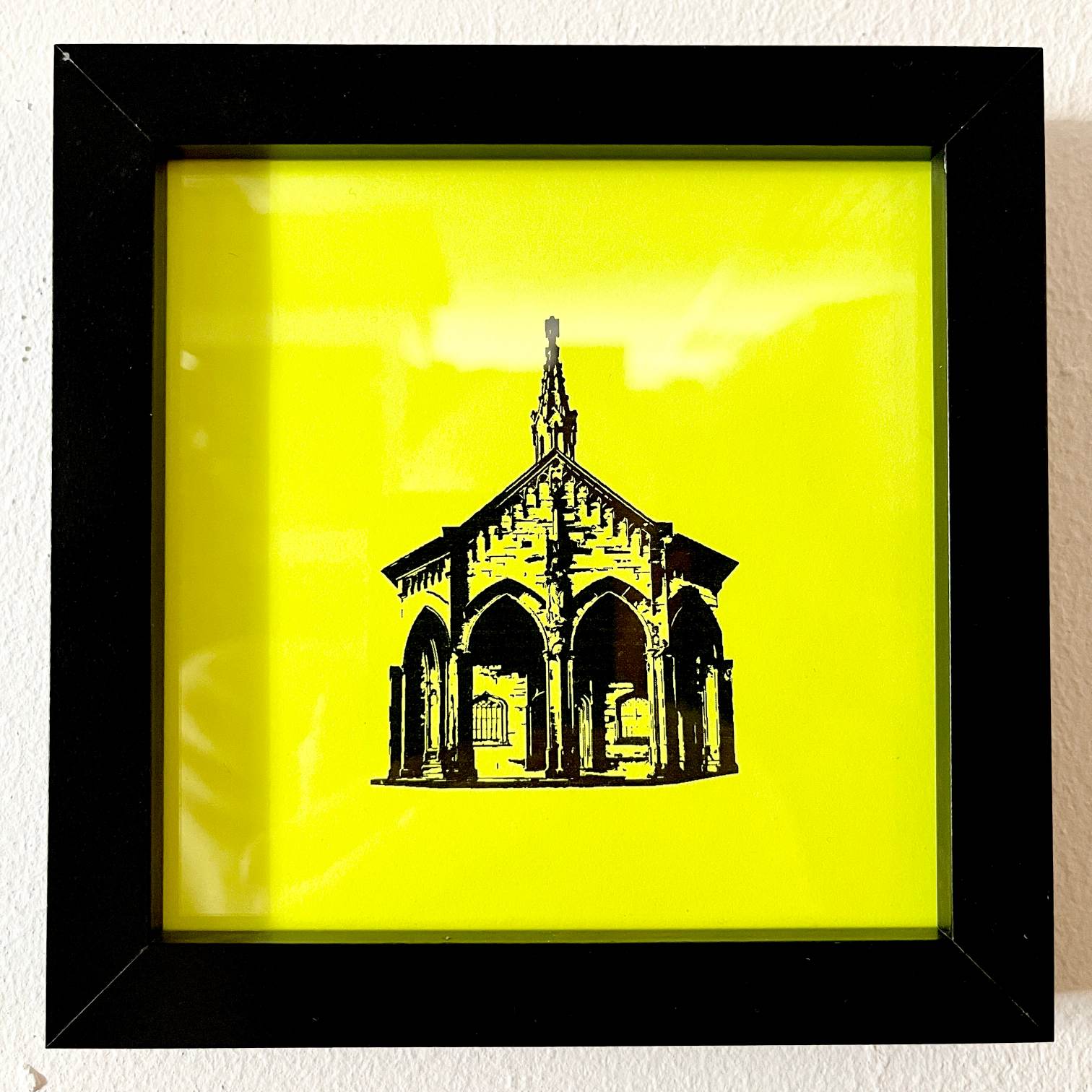 Mini Print | Neon Klingele im schwarzen Rahmen 14,5 cm