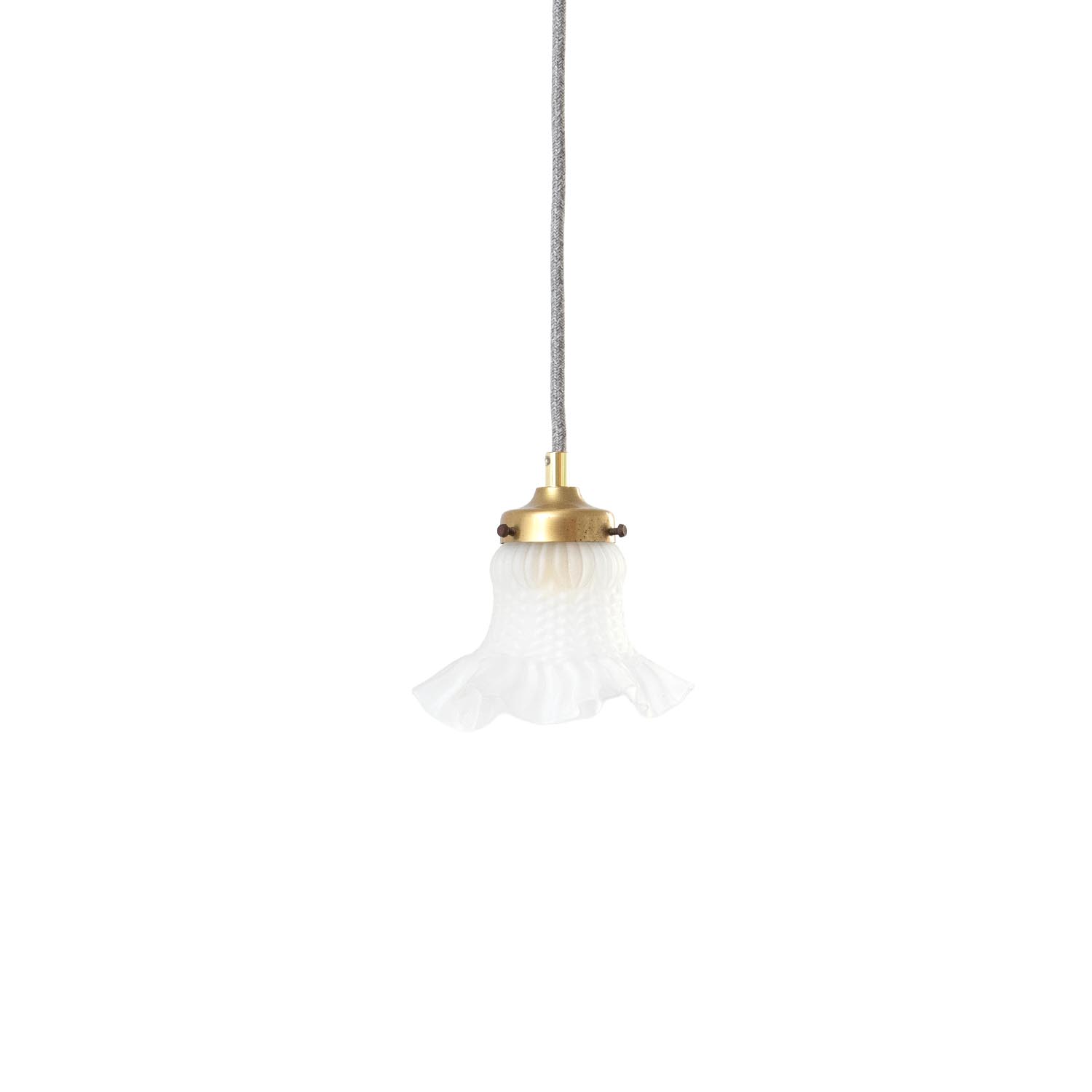 Zartes Jugendstil & Art Déco Milchglas-Lämpchen – Kleine Pendelleuchte mit Messingfassung