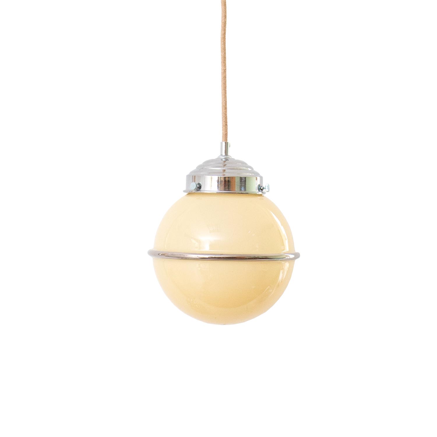Vintage Creme Glas Hängelampe "Saturn" Ø 20 cm