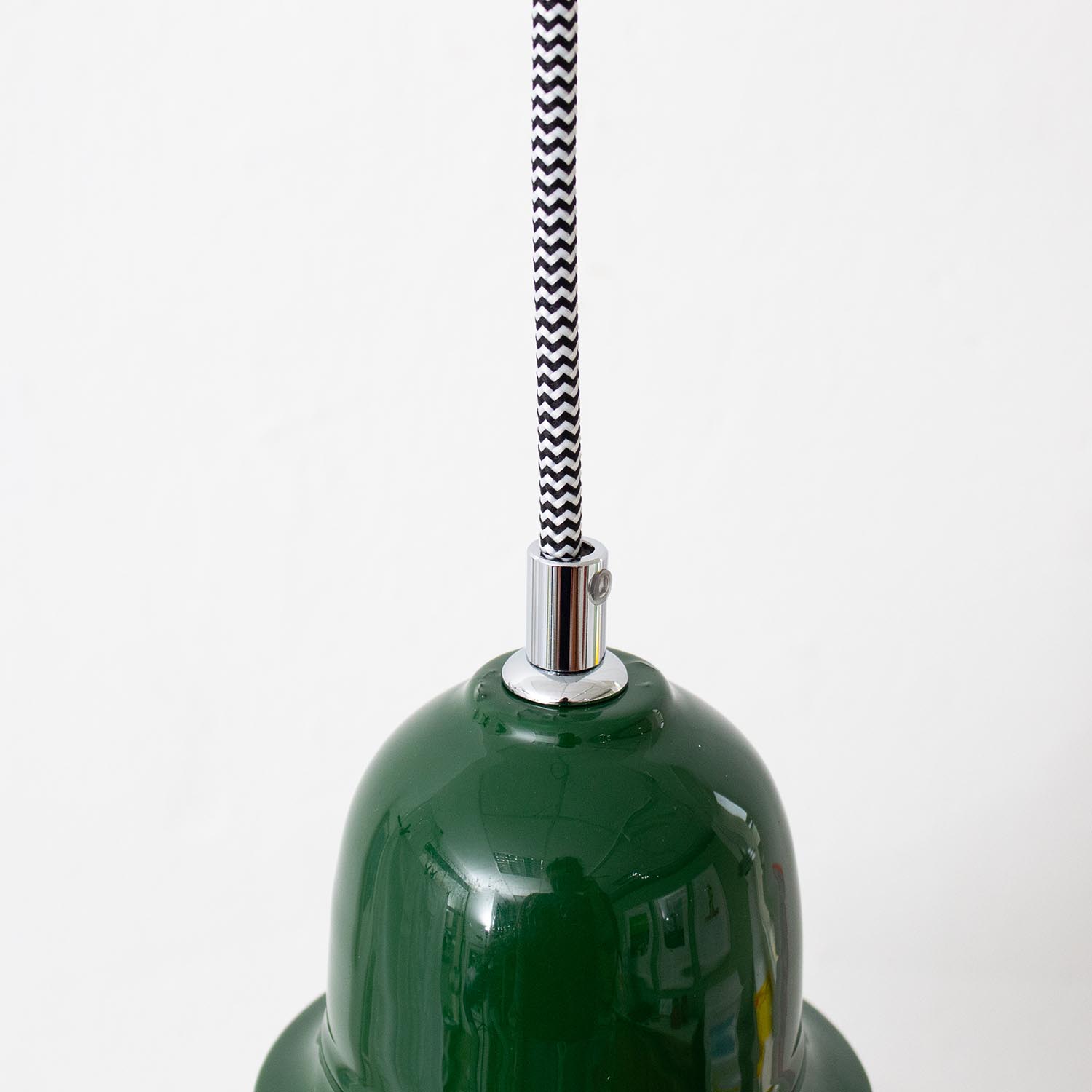 Dunkelgrüne Emaille Hängelampe Ø 22 cm