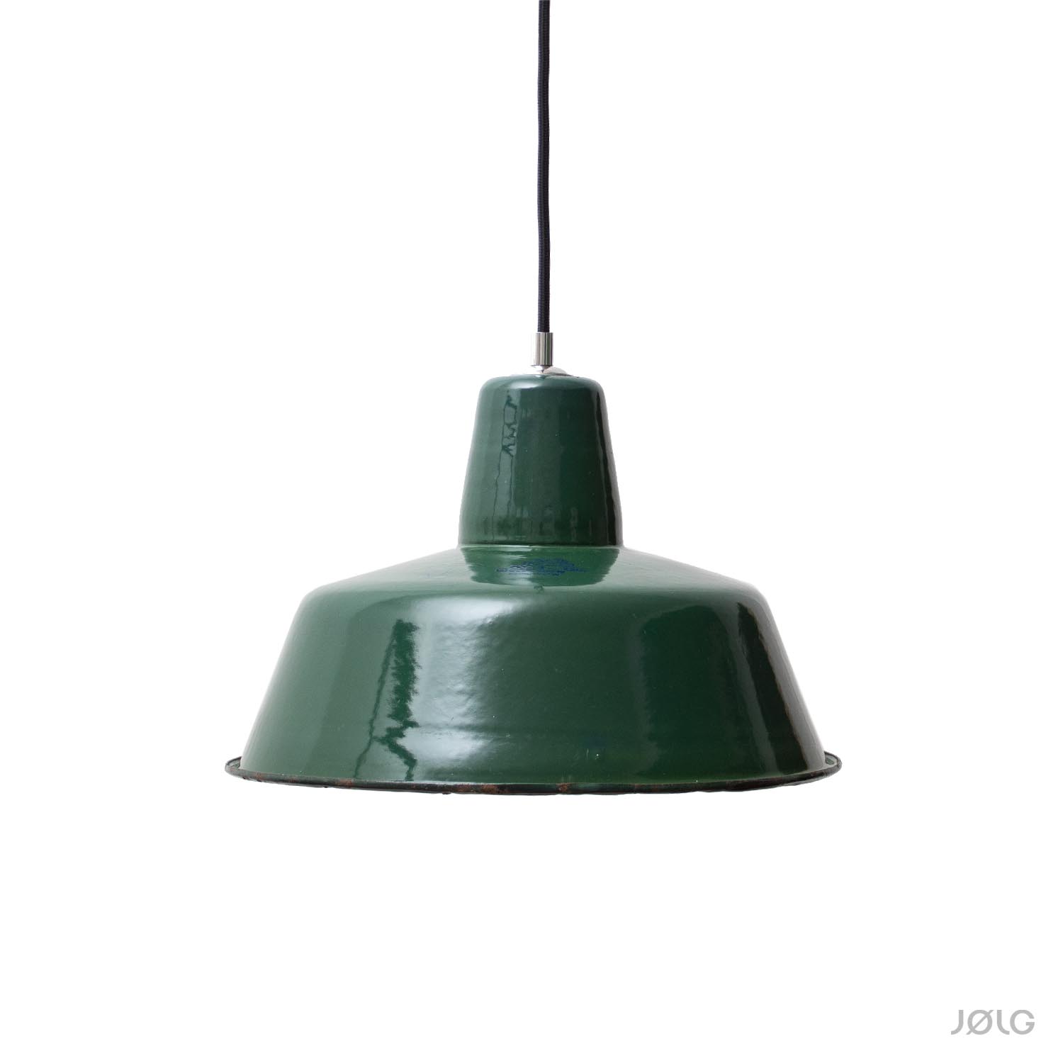 Alte petrol / dunkelgrüne vintage Industrielampe Ø 33 cm mit Patina