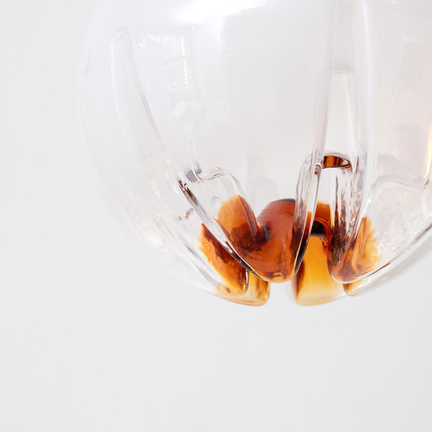 Mid-Century Murano Glas Kugel-Pendelleuchte – Mundgeblasenes Glas mit Bernsteineinschmelzung (1970er)