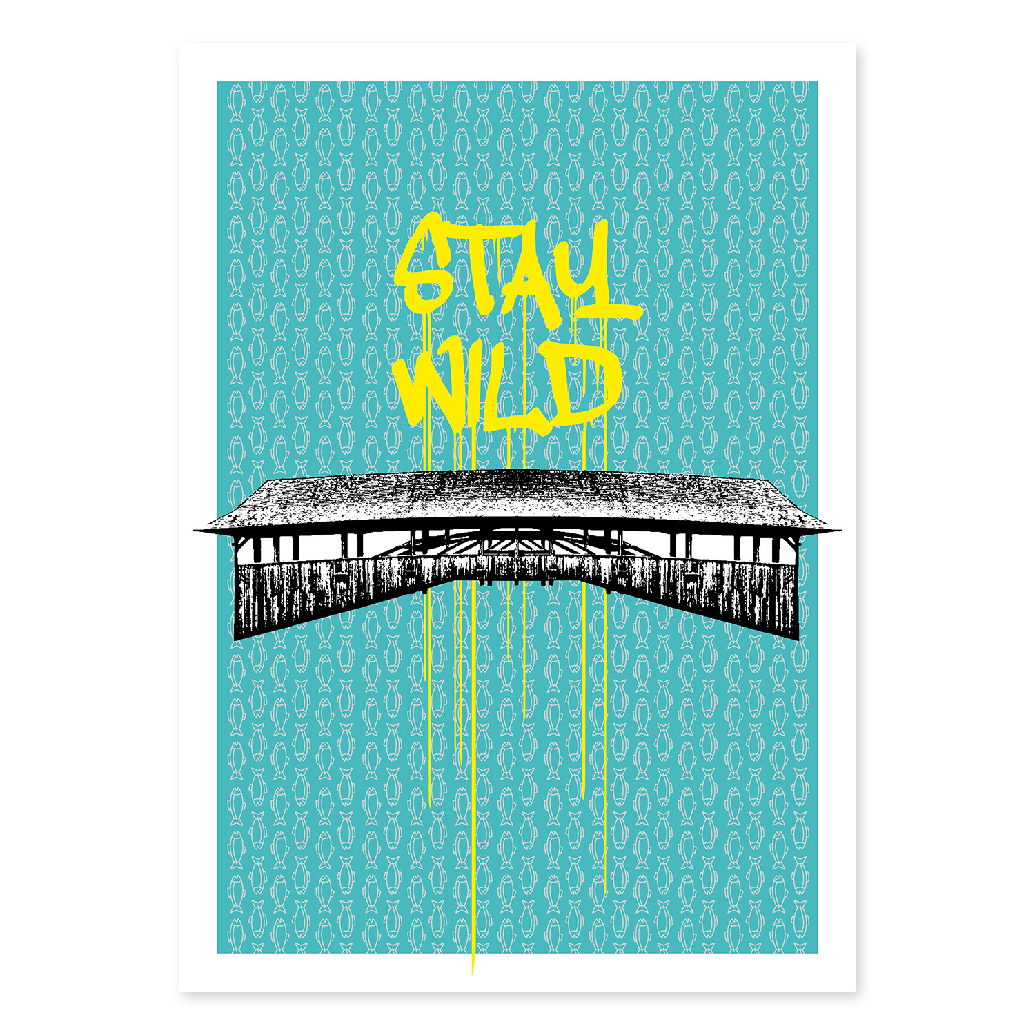 stay_wild_kunstdruck_murgtal_forbach Print | Stay Wild Forbacher Holzbrücke | limitiertes Poster 50 x 70 cm