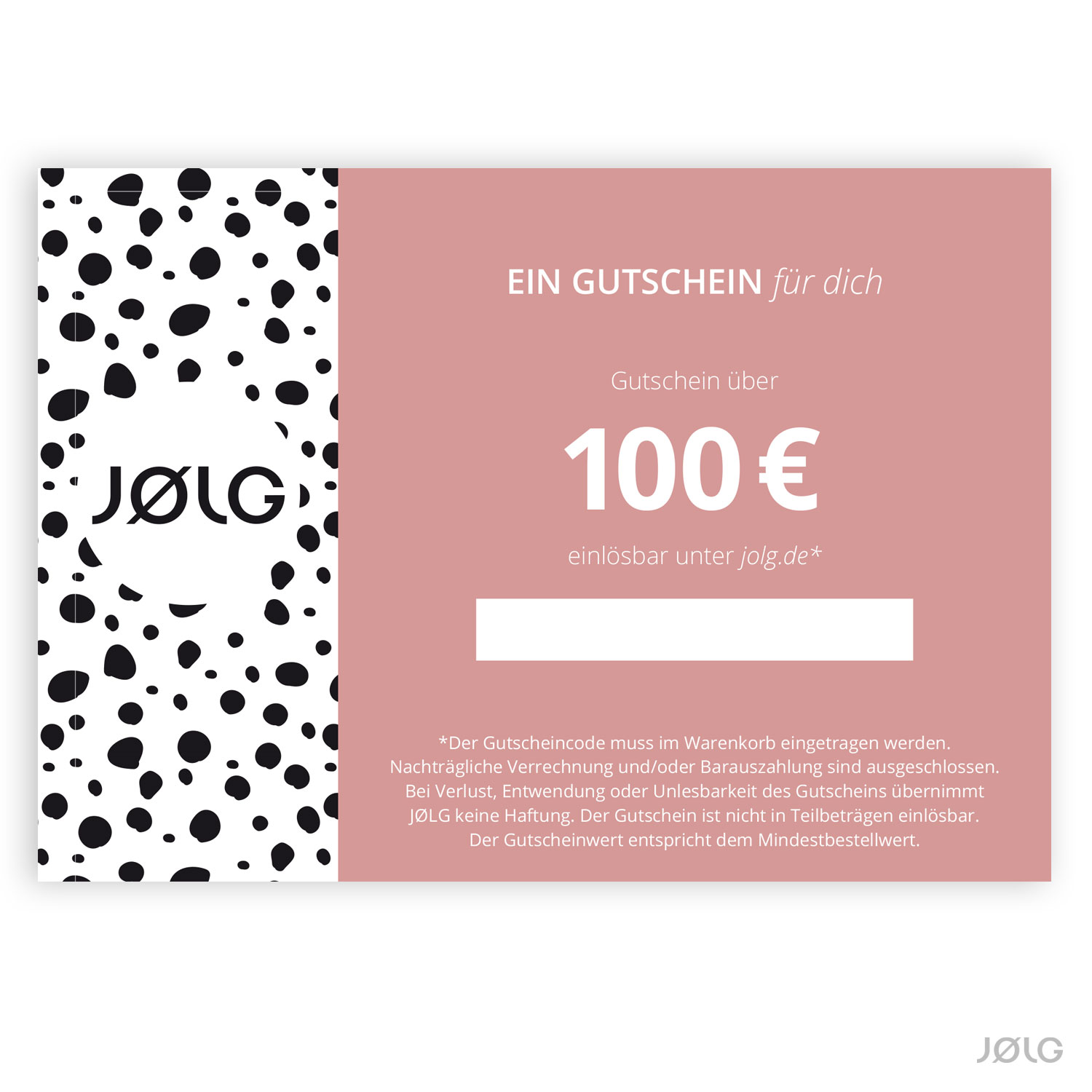 JØLG Geschenkgutschein im Wert von 100 Euro