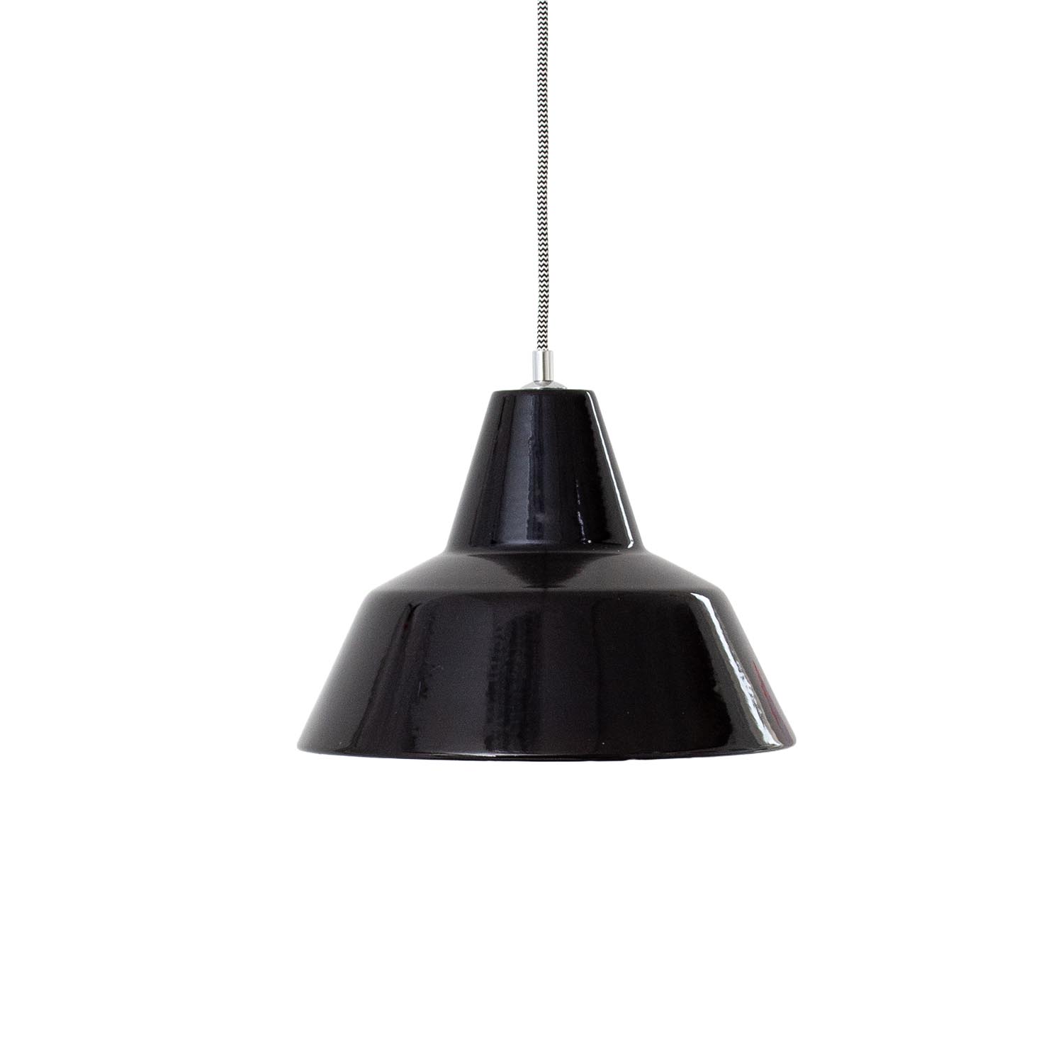 Schwarze skandinavische Bauhaus Emaille Fabriklampe Ø 31 cm