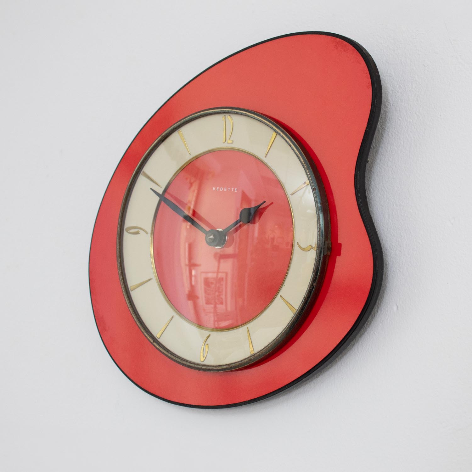 Vedette rote vintage Küchenuhr aus Frankreich Ø 27 cm