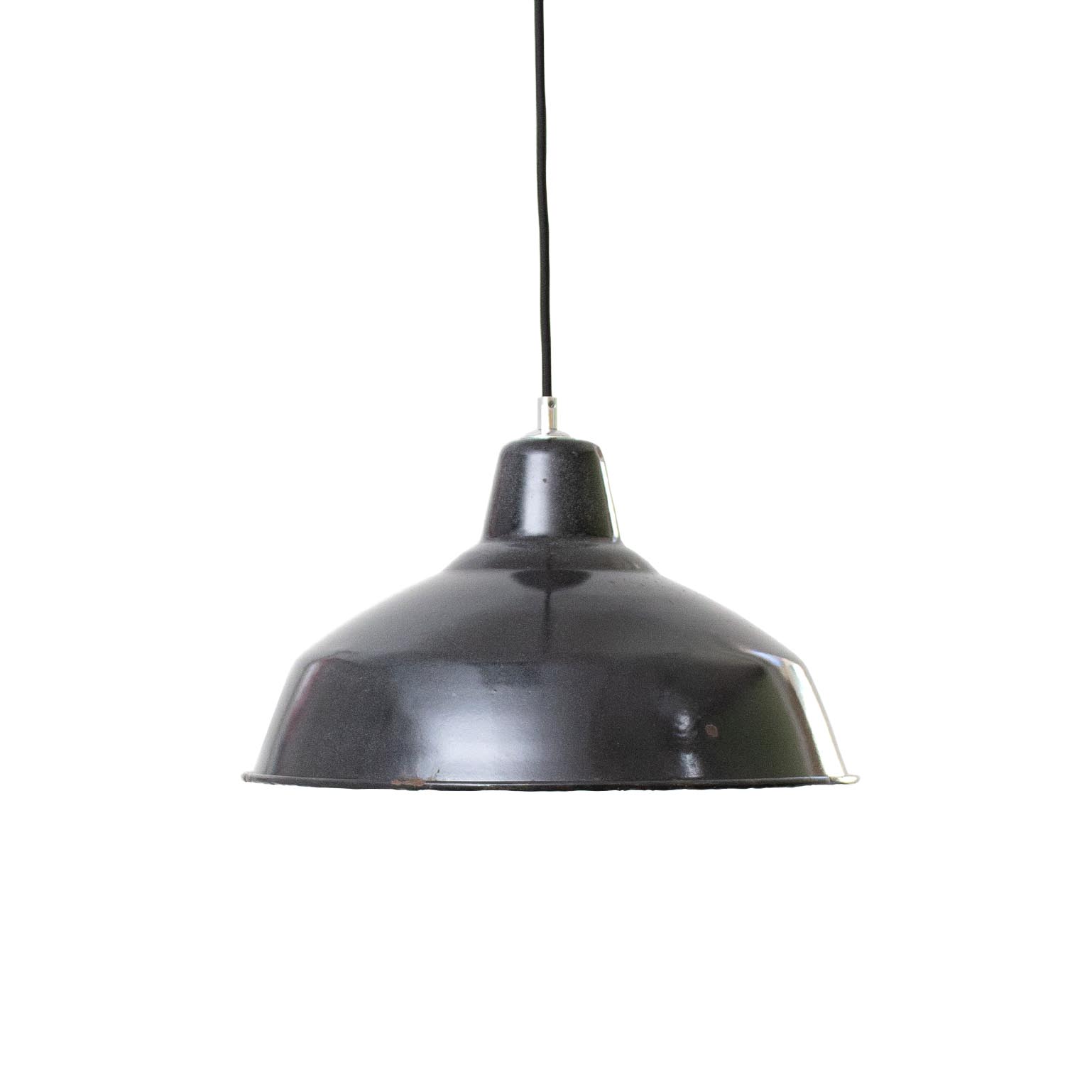 Alte schwarze Bauhaus Fabriklampe Ø 35 cm