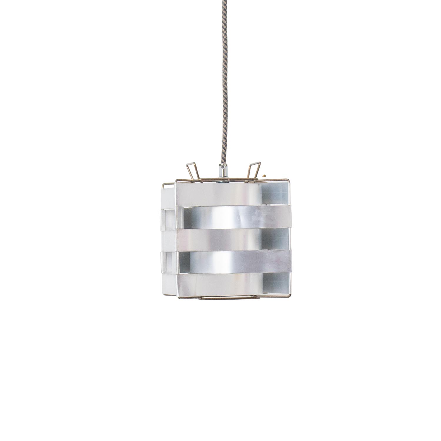 Aluminium Lichtspiel Hängelampe "Max Sauze" Frankreich Ø 16 cm