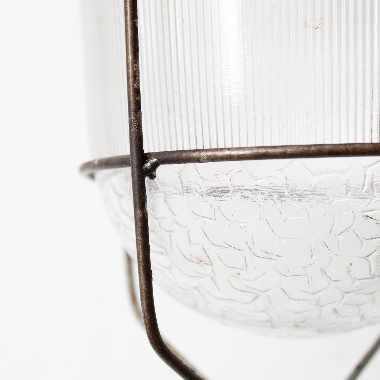 Vintage industrial Gitterlampe mit Schutzgitter Ø 16 cm