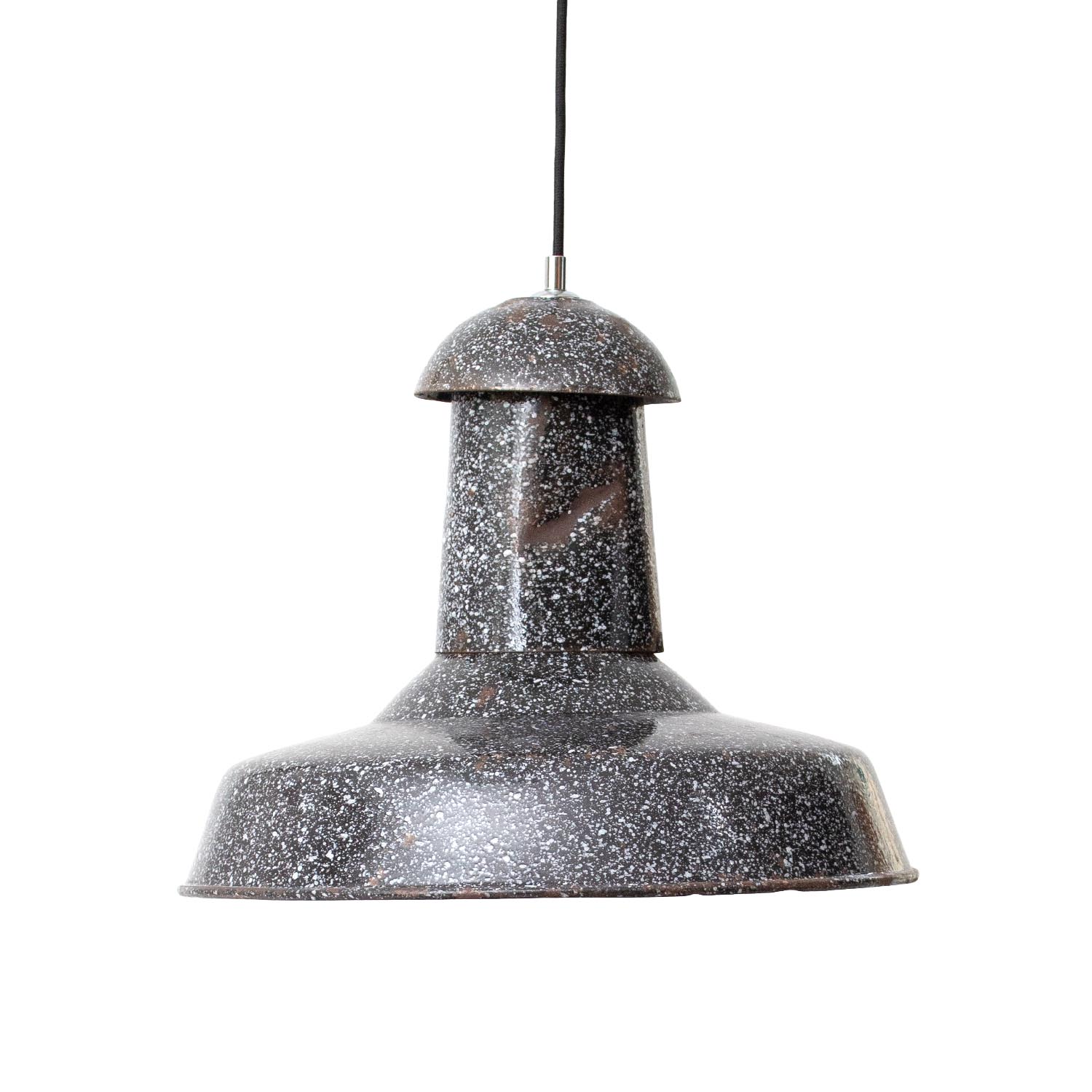 Alte Terrazzo Emaille Industrielampe Ø 40 cm Schwarz-Weiß Alte Terrazzo Emaille Industrielampe Ø 40 cm Schwarz-Weiß