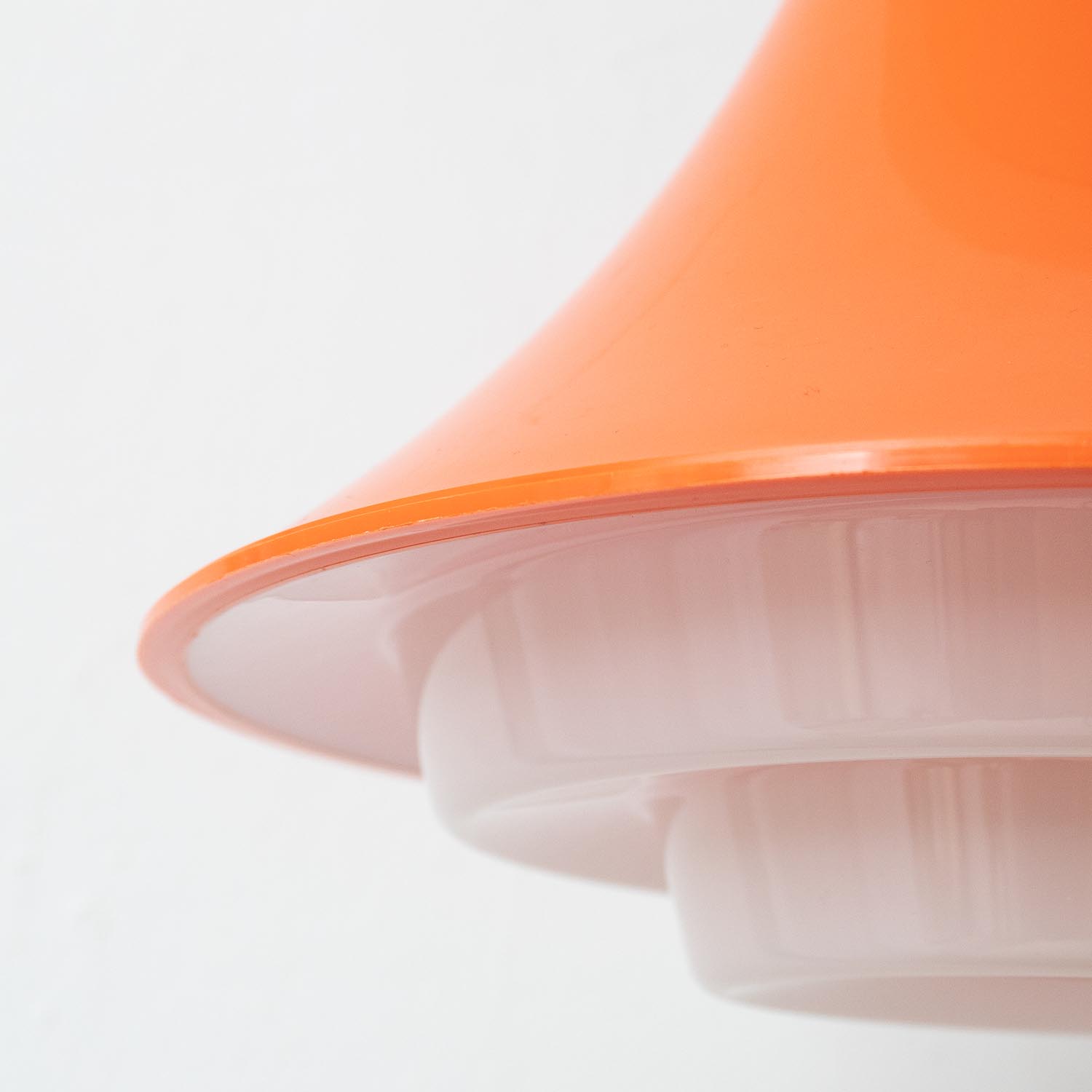 Vintage orange Retro Hängelampe Ø 34 cm getreppt