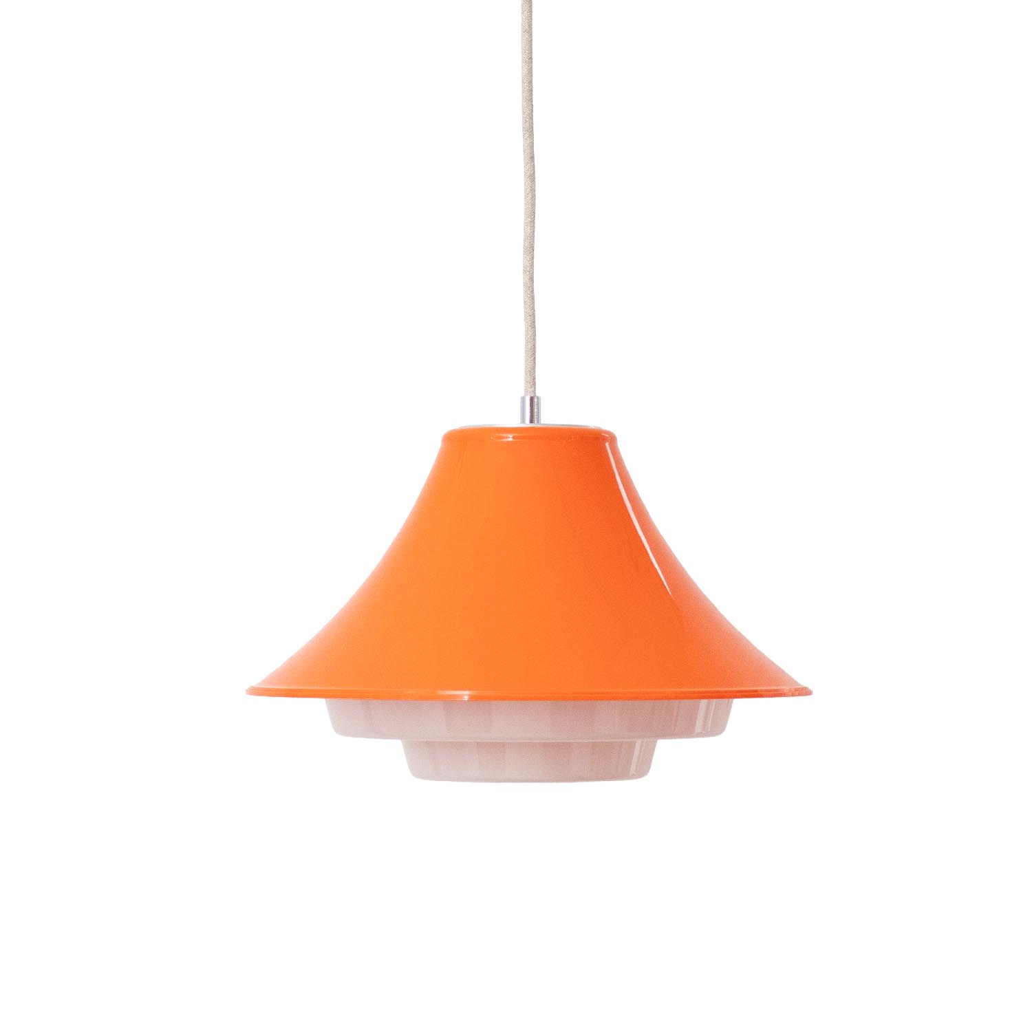 Vintage orange Retro Hängelampe Ø 34 cm getreppt