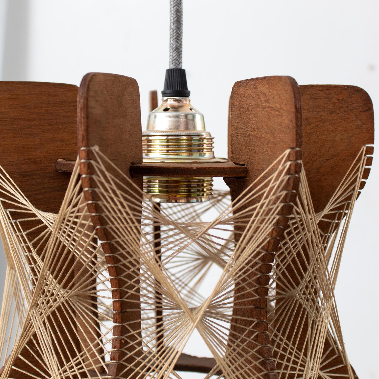 Vintage BOHO midcentury Fadenlampe aus Frankreich Ø 21 cm