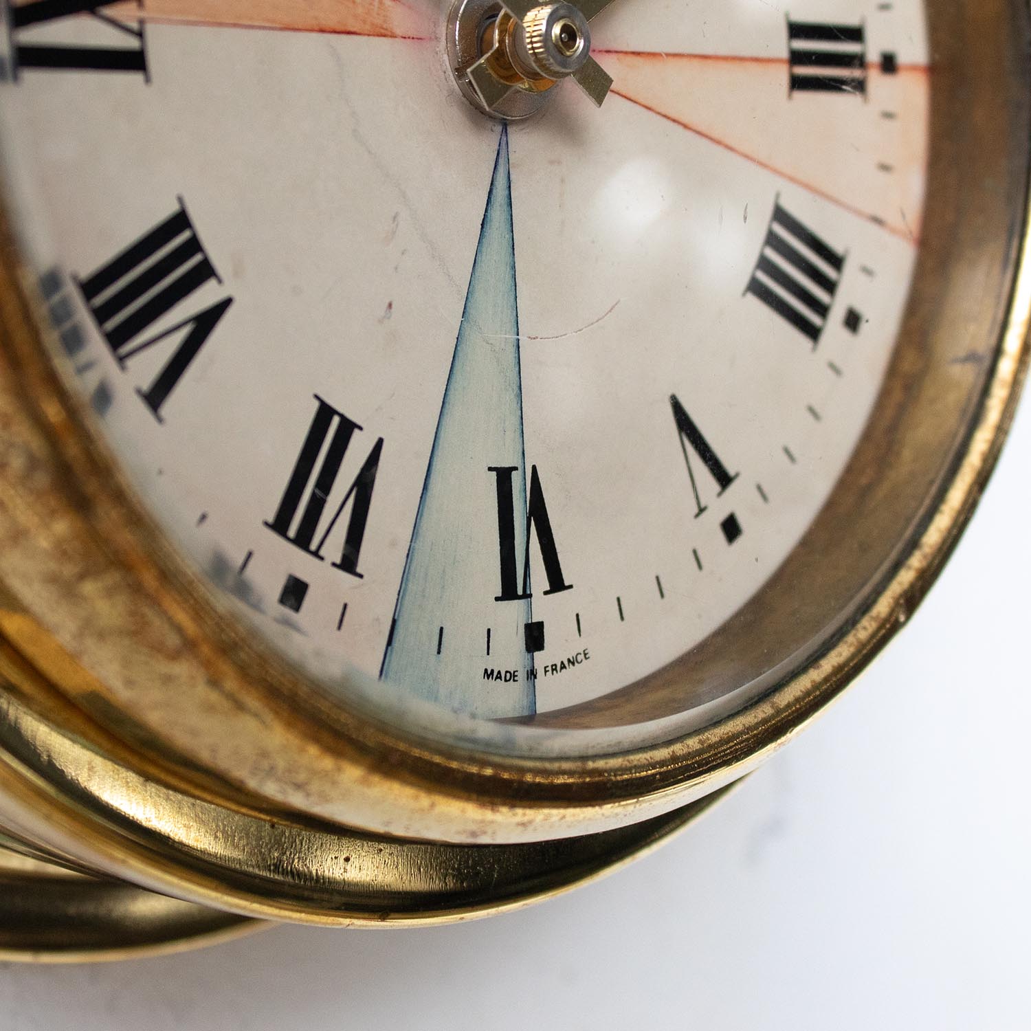 Alte kleine Vedette Funksektoren Messing Schiffsuhr Ø 18 cm Uhr Wanduhr