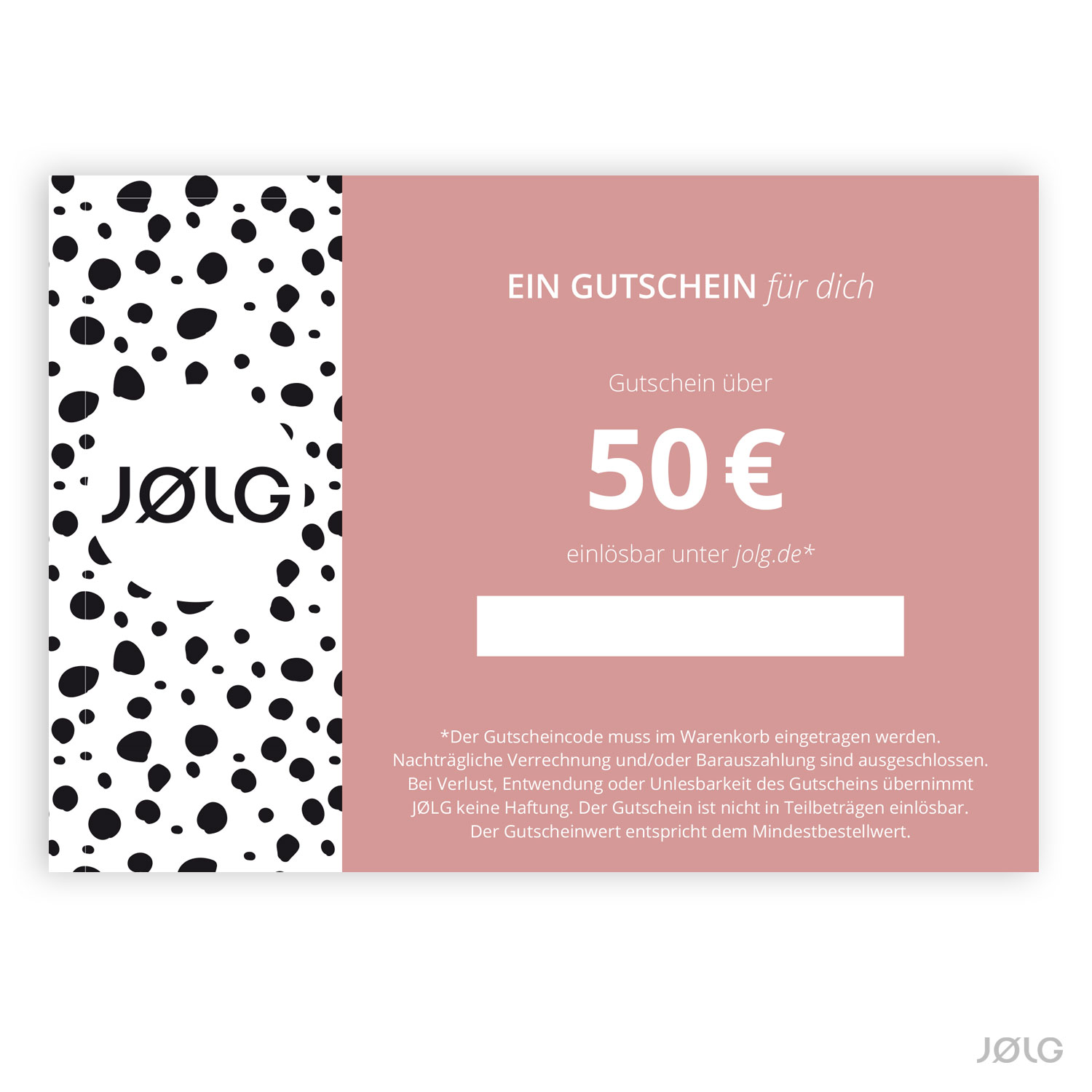 JØLG Geschenkgutschein im Wert von 50 Euro