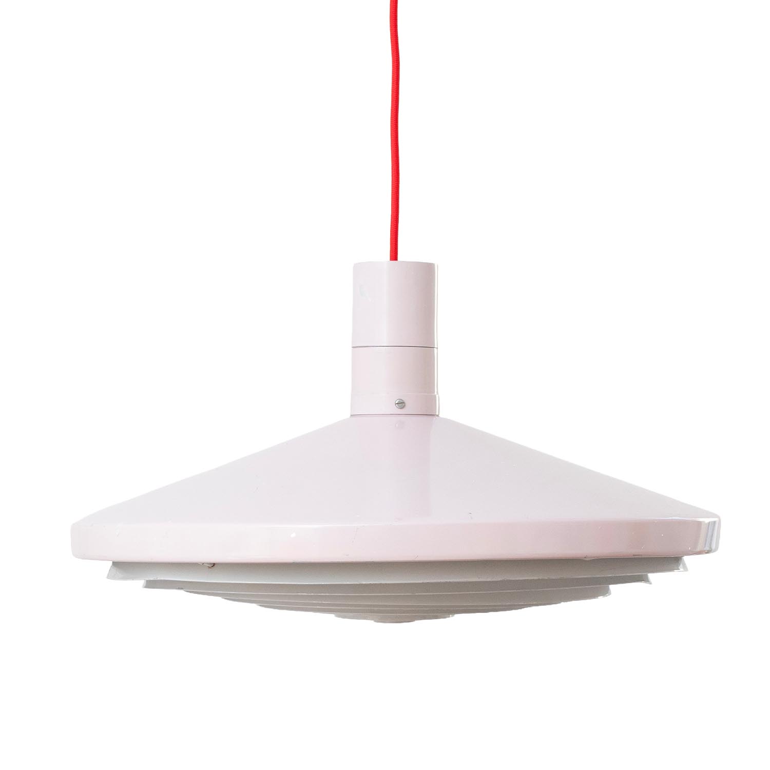 DDR Designklassiker große Pendelleuchte P 605 (Wolfgang Dyroff / PGH Halle) – Pastellrosa